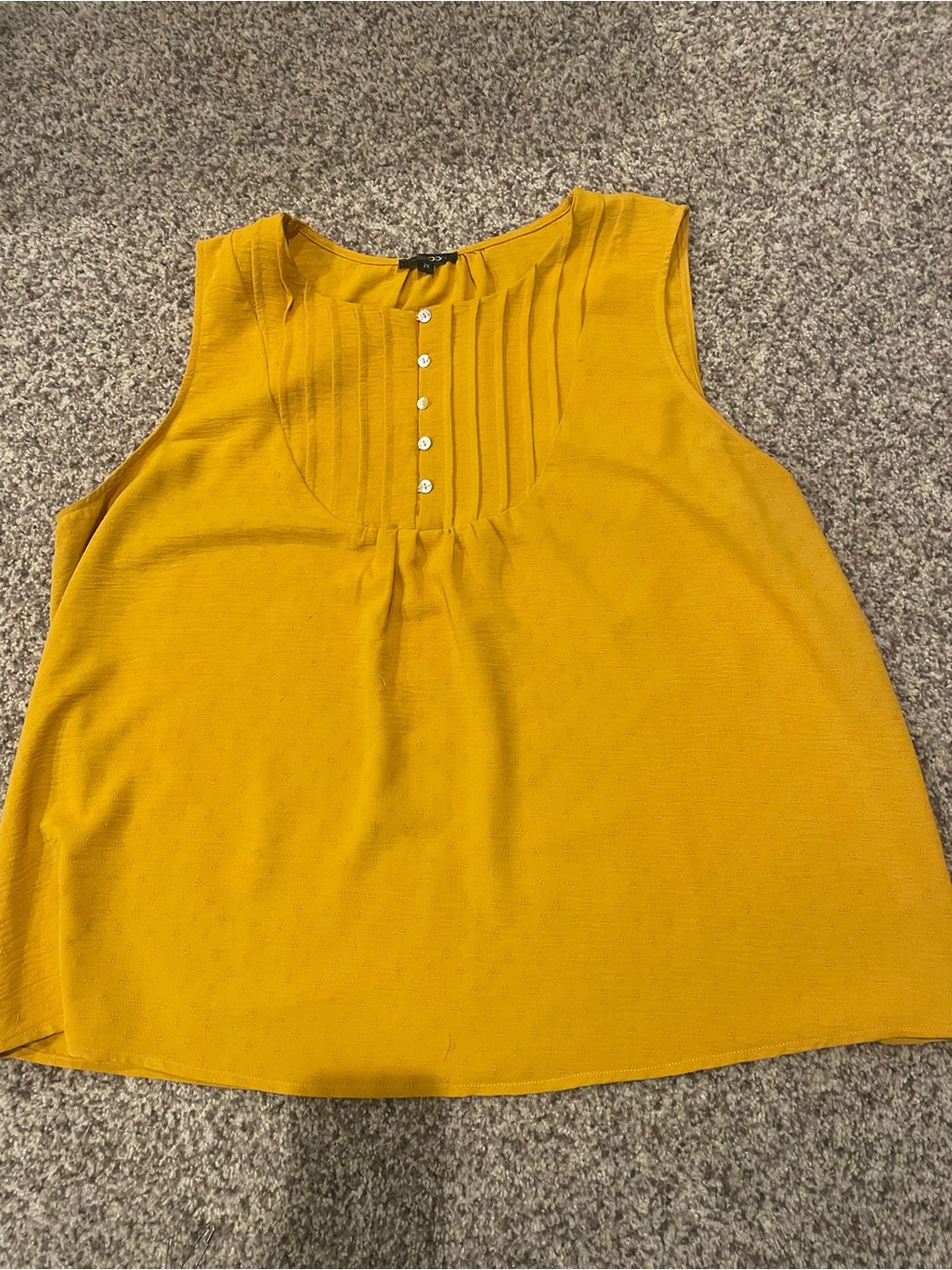 Papermoon Mustard Pintuck Button-Front Sleeveless Top